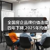 全国房企品牌价值连续四年下降,2025年均值下滑7.6%至333.7亿元（图4）