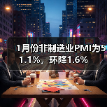 1月份非制造业PMI为51.1%,环降1.6%(图2) 1月份非制造业PMI为51.1%,环降1.6%(图2)