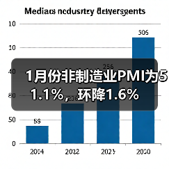 1月份非制造业PMI为51.1%,环降1.6%(图2) 1月份非制造业PMI为51.1%,环降1.6%(图2)