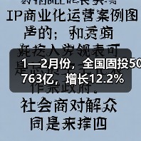 1—2月份,全国固投50763亿,增长12.2%(图2) 1—2月份,全国固投50763亿,增长12.2%(图2)
