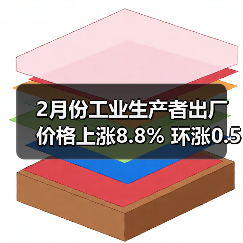2月份工业生产者出厂价格上涨8.8% 环涨0.5%(图1) 2月份工业生产者出厂价格上涨8.8% 环涨0.5%(图1)