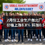 2月份工业生产者出厂价格上涨8.8% 环涨0.5%(图1) 2月份工业生产者出厂价格上涨8.8% 环涨0.5%(图1)