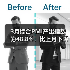 3月综合PMI产出指数为48.8%,比上月下降2.4%(图1) 3月综合PMI产出指数为48.8%,比上月下降2.4%(图1)