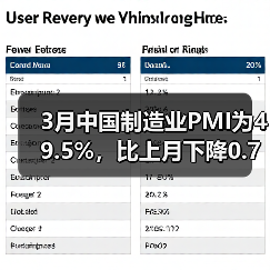 3月中国制造业PMI为49.5%,比上月下降0.7%(图4) 3月中国制造业PMI为49.5%,比上月下降0.7%(图4)